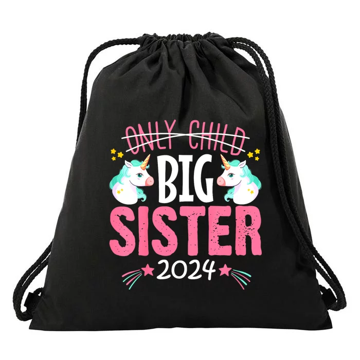 Promoted To Big Sister Est 2024 Unicorn Drawstring Bag