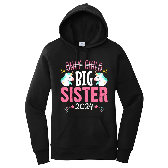 Promoted To Big Sister Est 2024 Unicorn Women's Pullover Hoodie