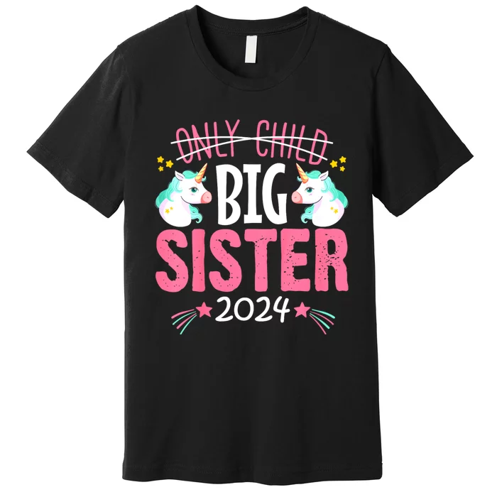 Promoted To Big Sister Est 2024 Unicorn Premium T-Shirt