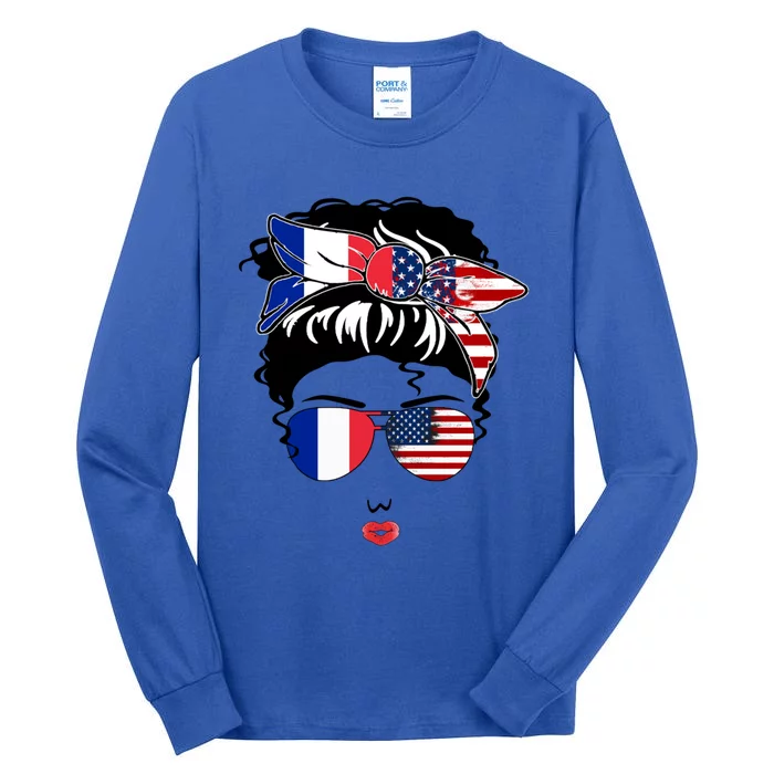 Proud To Be French American Cool French American Mama Great Gift Tall Long Sleeve T-Shirt