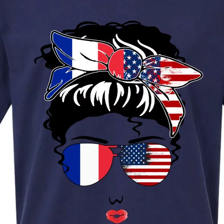 Proud To Be French American Cool French American Mama Great Gift Sueded Cloud Jersey T-Shirt