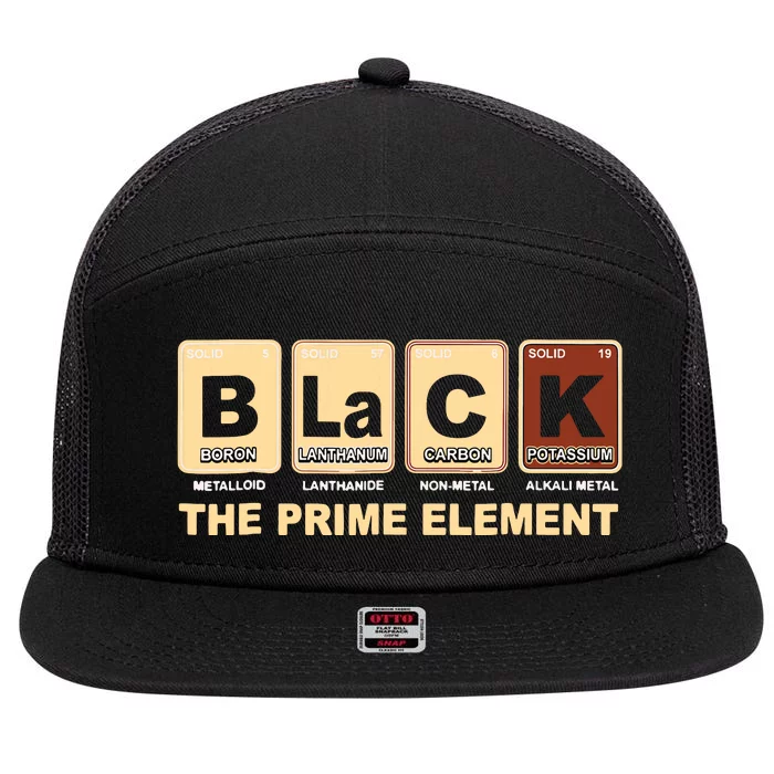 Periodic Table Black The Prime Element Black History Month 7 Panel Mesh Trucker Snapback Hat