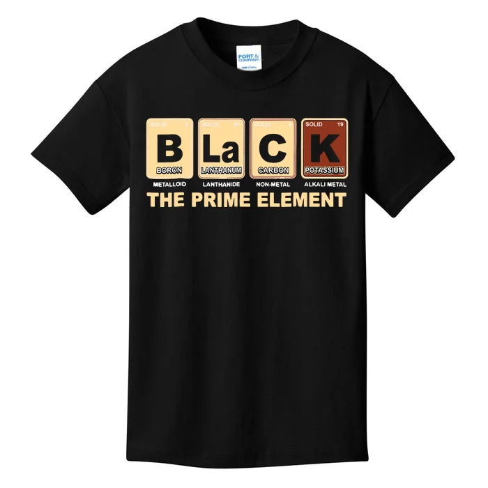 Periodic Table Black The Prime Element Black History Month Kids T-Shirt