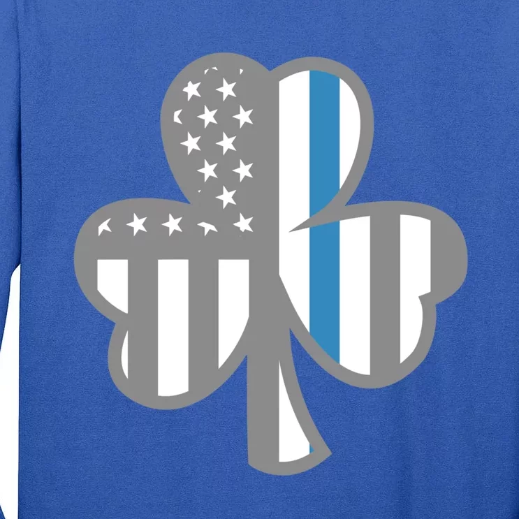 Police Thin Blue Line Shamrock Irish St Patricks Day Us Flag Cute Gift Tall Long Sleeve T-Shirt