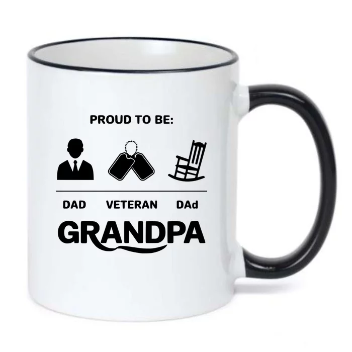 Proud To Be Dad Veteran Dad Grandpa Gift Black Color Changing Mug