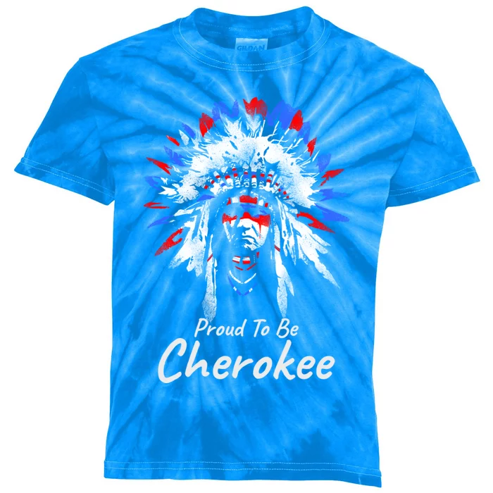 Proud To Be Cherokee Native Indian Funny Gift Kids Tie-Dye T-Shirt