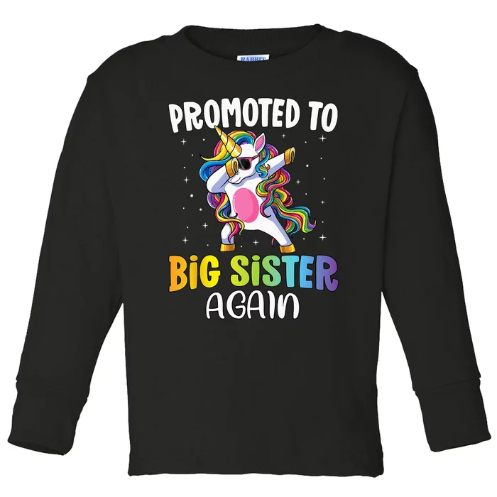 Promoted to Big Sister Again Sister Unicorn Toddler Long Sleeve Shirt