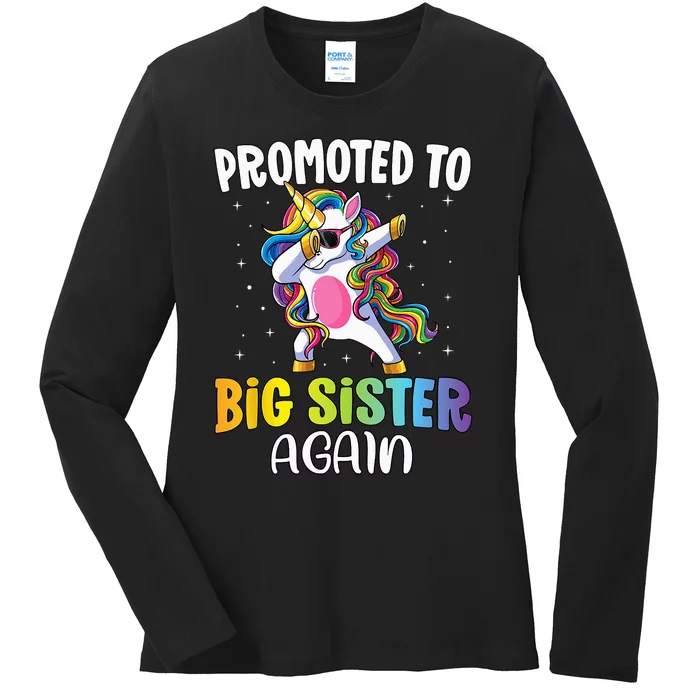 Promoted to Big Sister Again Sister Unicorn Ladies Long Sleeve Shirt