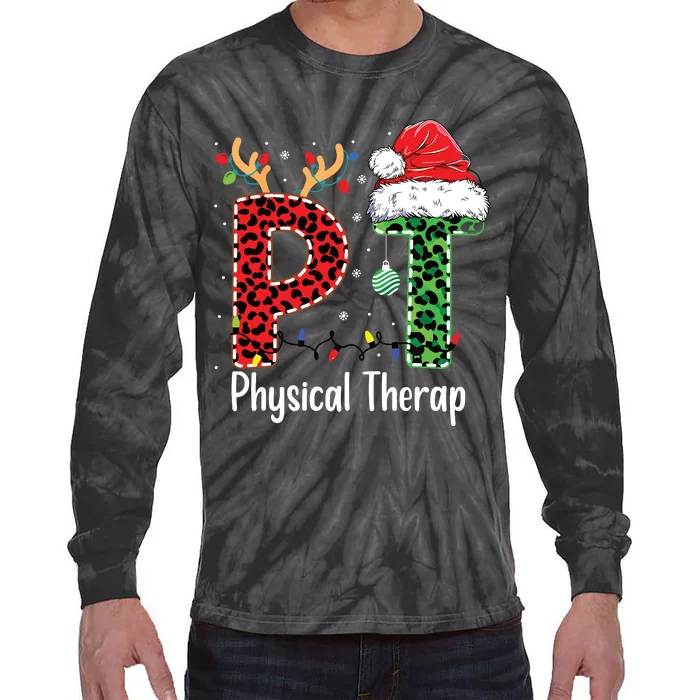 Physical Therapy Christmas Santa Hat Pt Therapist Xmas Tie-Dye Long Sleeve Shirt