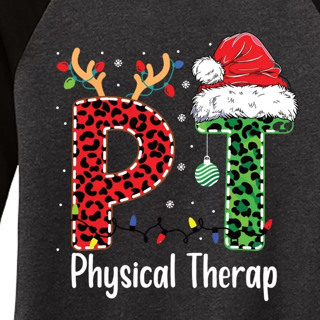 Physical Therapy Christmas Santa Hat Pt Therapist Xmas Women's Tri-Blend 3/4-Sleeve Raglan Shirt