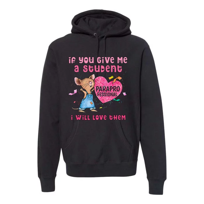 Paraprofessional Teacher Cute Heart Day Premium Hoodie