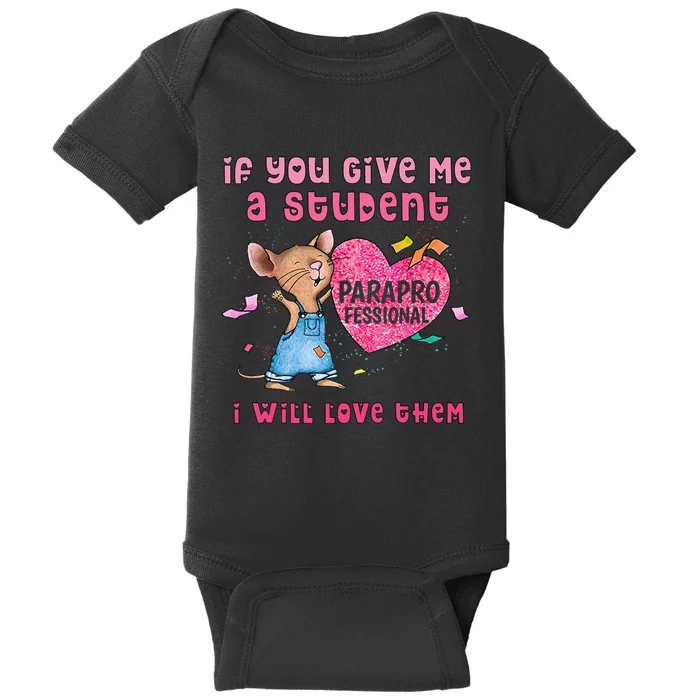 Paraprofessional Teacher Cute Heart Day Baby Bodysuit