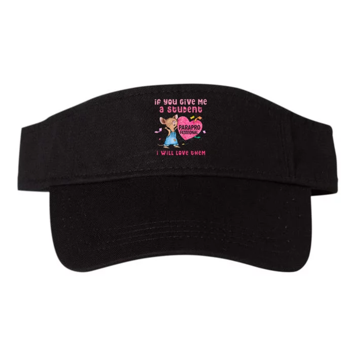 Paraprofessional Teacher Cute Heart Day Valucap Bio-Washed Visor