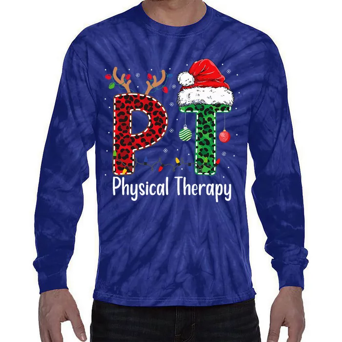 Physical Therapy Christmas Santa Hat Pt Therapist Xmas Tie-Dye Long Sleeve Shirt