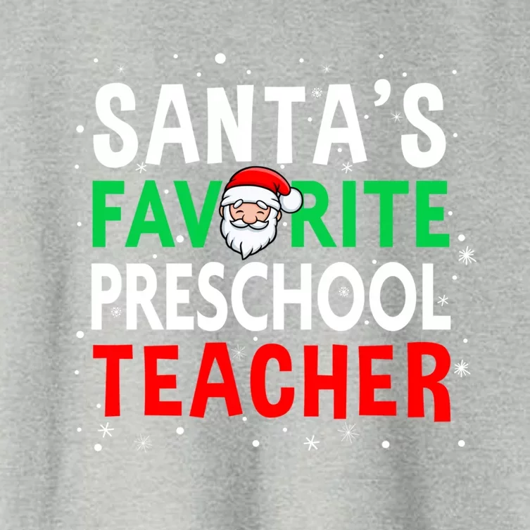 Preschool Teacher Christmas Gift SantaS Favorite Teacher Gift Women's Crop Top Tee