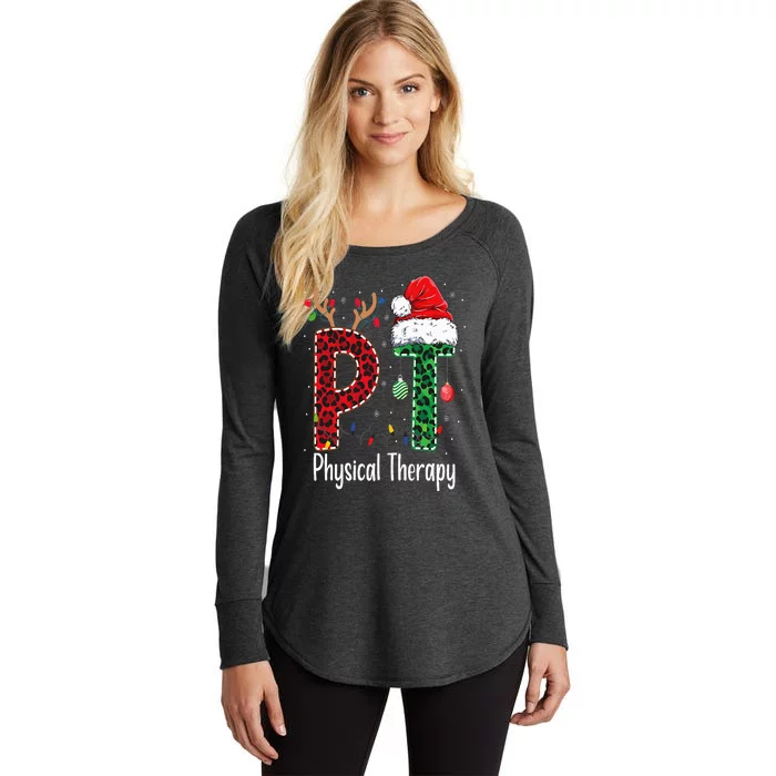 Physical Therapy Christmas santa hat PT Therapist xmas Women's Perfect Tri Tunic Long Sleeve Shirt