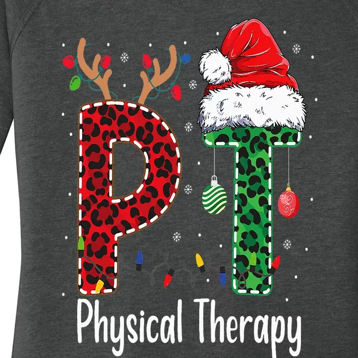 Physical Therapy Christmas santa hat PT Therapist xmas Women's Perfect Tri Tunic Long Sleeve Shirt