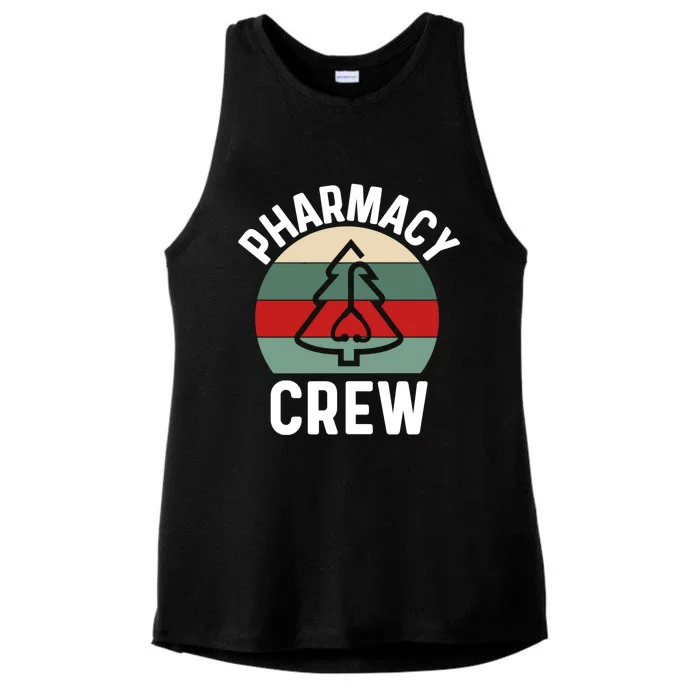 Pharmacy Tech Christmas Gift Retro Pharmacy Crew Pharmacist Gift Ladies Tri-Blend Wicking Tank