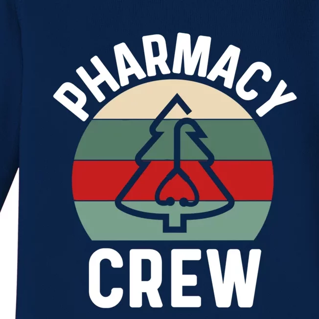 Pharmacy Tech Christmas Gift Retro Pharmacy Crew Pharmacist Gift Baby Long Sleeve Bodysuit