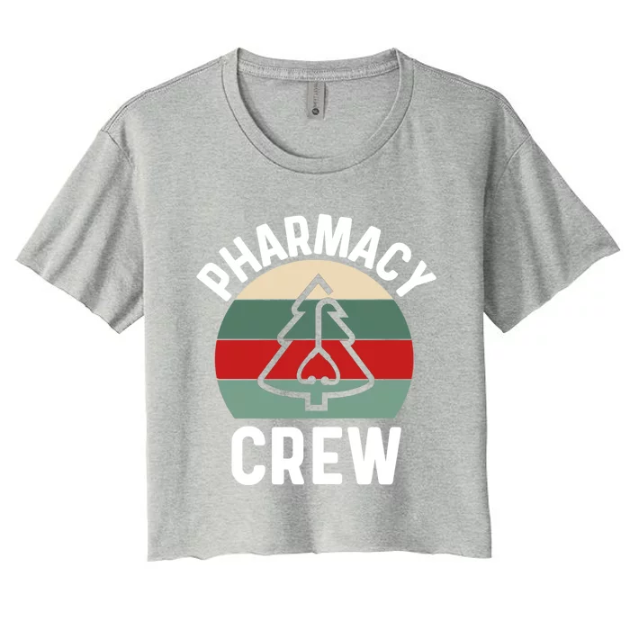 Pharmacy Tech Christmas Gift Retro Pharmacy Crew Pharmacist Gift Women's Crop Top Tee