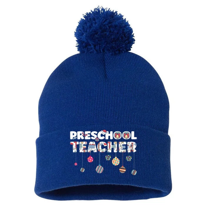 Preschool Teacher Christmas Vibes For Preschool Teacher Gift Pom Pom 12in Knit Beanie