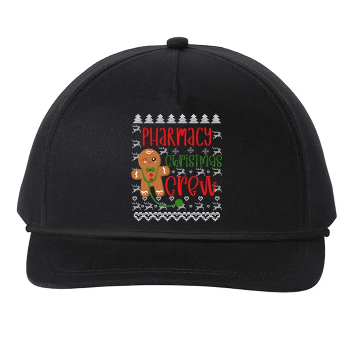 Pharmacy Tech Christmas Gift Pharmacy Crew Gingerbread Funny Gift Snapback Five-Panel Rope Hat