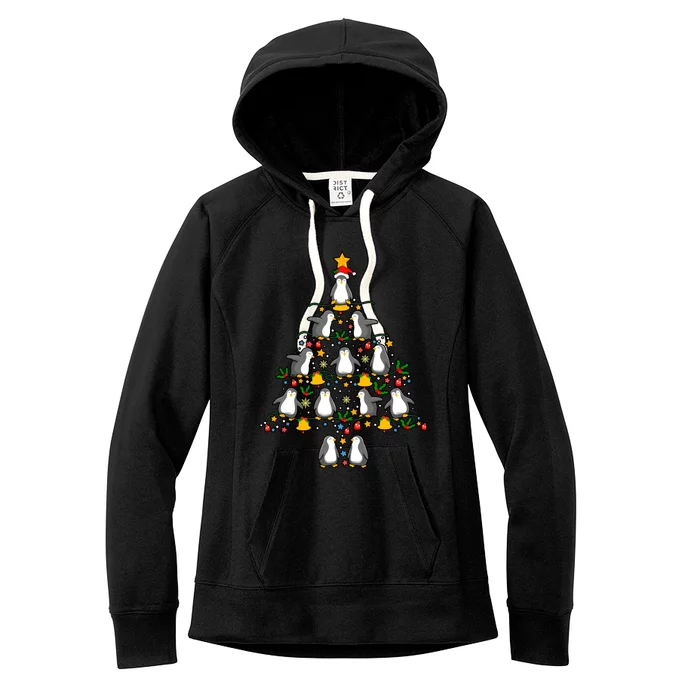 Penguin Tree Christmas Xmas Holiday Penguin Lover Meaningful Gift Women's Fleece Hoodie