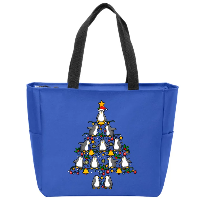 Penguin Tree Christmas Xmas Holiday Penguin Lover Meaningful Gift Zip Tote Bag