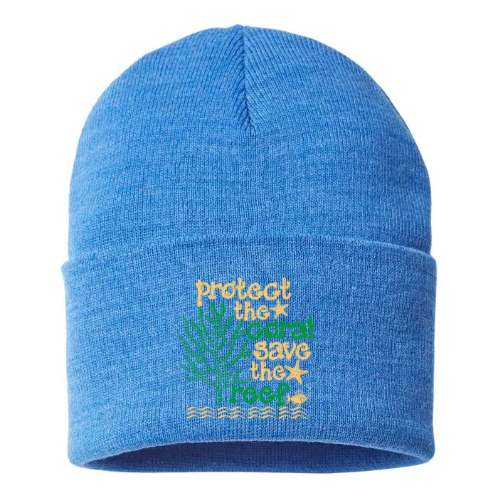 Protect The Coral Save The Reef Gift Funny Australia Gift Sustainable Knit Beanie