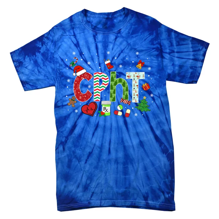 Pharmacy Technician Christmas Gift Cpht Xmas Pajama Meaningful Gift Tie-Dye T-Shirt