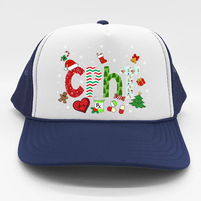 Pharmacy Technician Christmas Gift Cpht Xmas Pajama Meaningful Gift Trucker Hat