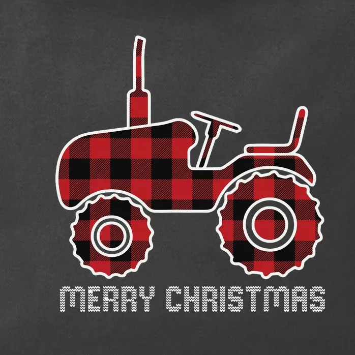 Plaid Tractor Christmas Pajama Cool Farm Farming Xmas Farmer Zip Tote Bag