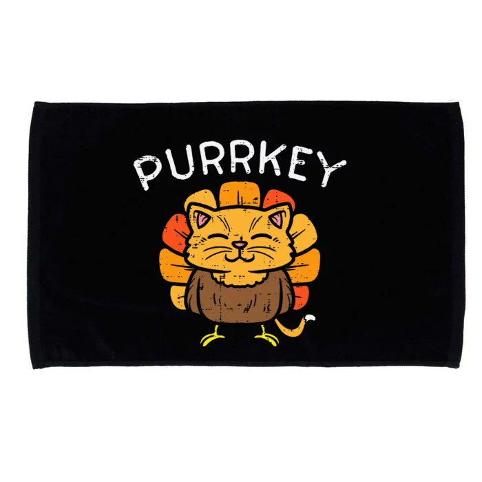 Purrkey Turkey Cat Kitten Funny Thanksgiving Cat Owner Lover Microfiber Hand Towel