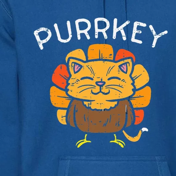 Purrkey Turkey Cat Kitten Funny Thanksgiving Cat Owner Lover Premium Hoodie