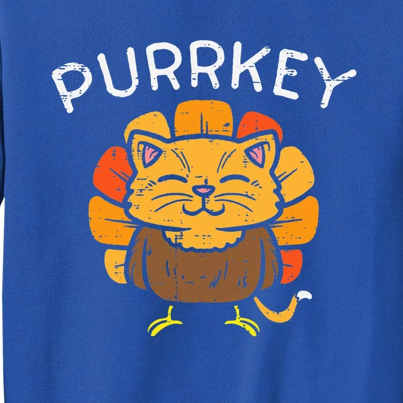 Purrkey Turkey Cat Kitten Funny Thanksgiving Cat Owner Lover Tall Sweatshirt