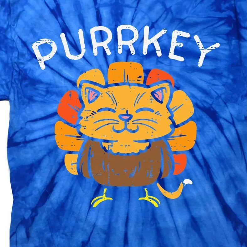 Purrkey Turkey Cat Kitten Funny Thanksgiving Cat Owner Lover Tie-Dye T-Shirt