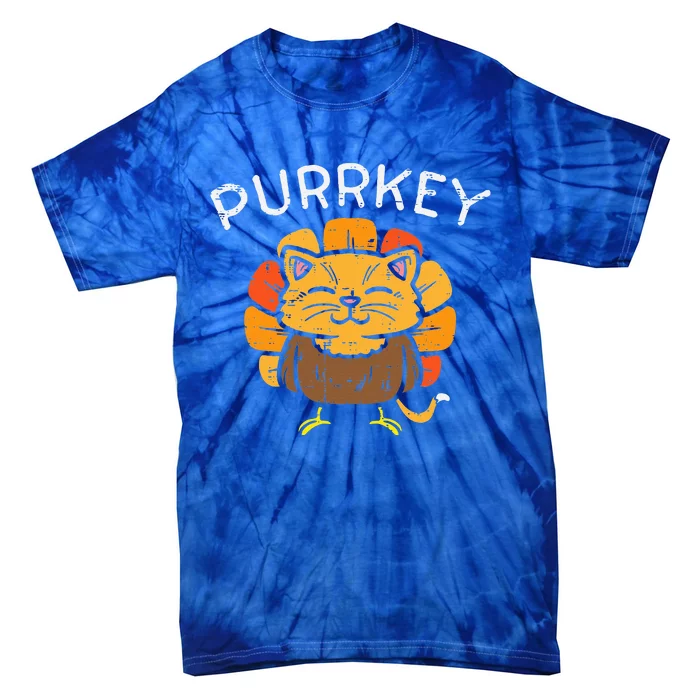 Purrkey Turkey Cat Kitten Funny Thanksgiving Cat Owner Lover Tie-Dye T-Shirt