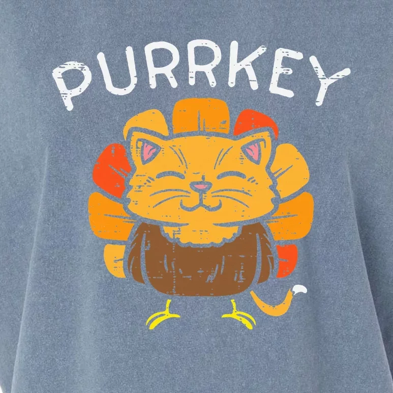 Purrkey Turkey Cat Kitten Funny Thanksgiving Cat Owner Lover Garment-Dyed Women's Muscle Tee