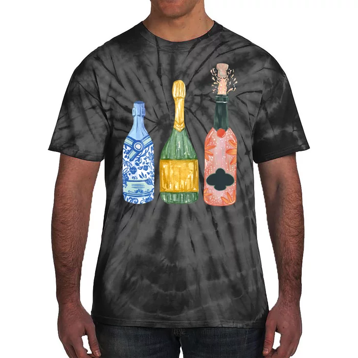 Pop The Champagne! Champagne Bottles Tie-Dye T-Shirt