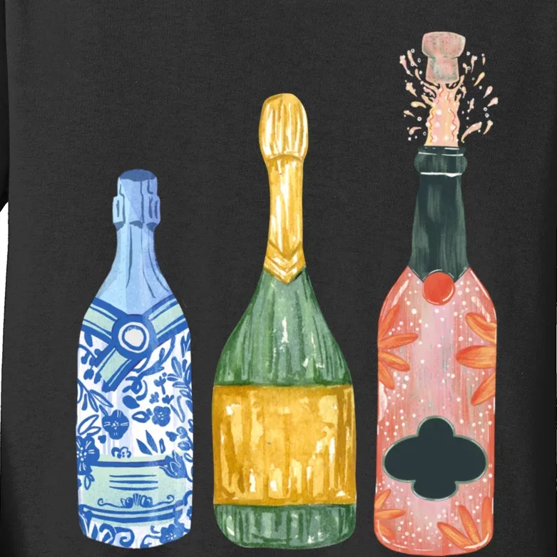 Pop The Champagne! Champagne Bottles Kids Long Sleeve Shirt