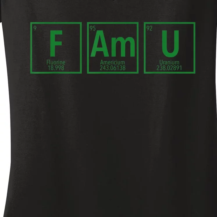 Periodic Table Chemistry With The FAMU Blerd Green Women's V-Neck T-Shirt