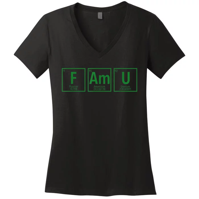 Periodic Table Chemistry With The FAMU Blerd Green Women's V-Neck T-Shirt