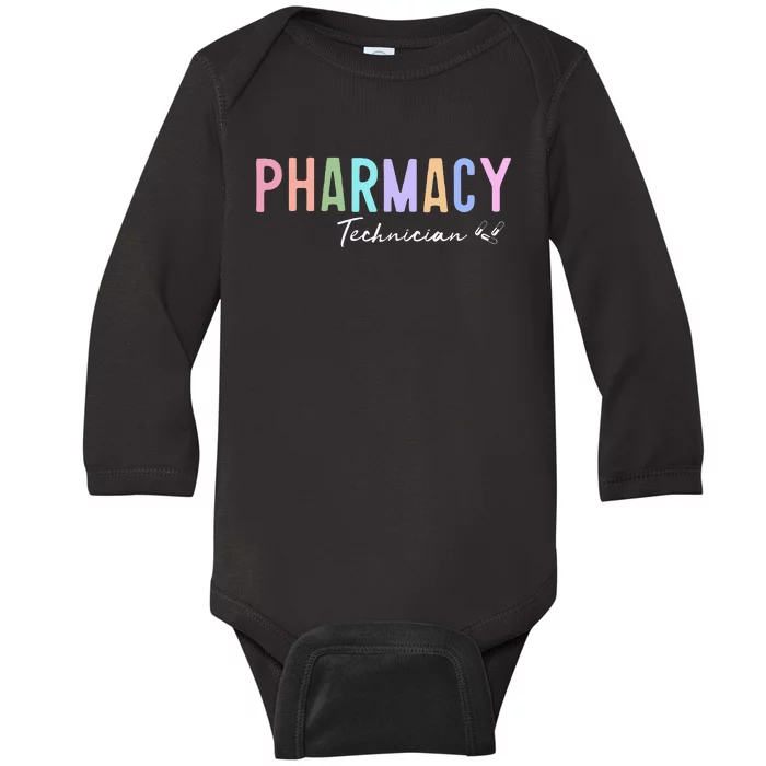 Pharmacy Technician Certified Pharm Tech Baby Long Sleeve Bodysuit