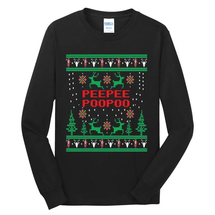 Peepeepoopoo Tacky Christmas Funny Xmas Ugly Sweater Tall Long Sleeve T-Shirt