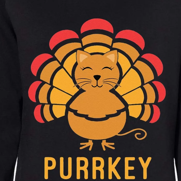 Purrkey Turkey Cat Pun Funny Thanksgiving Cat Lover Womens California Wash Sweatshirt