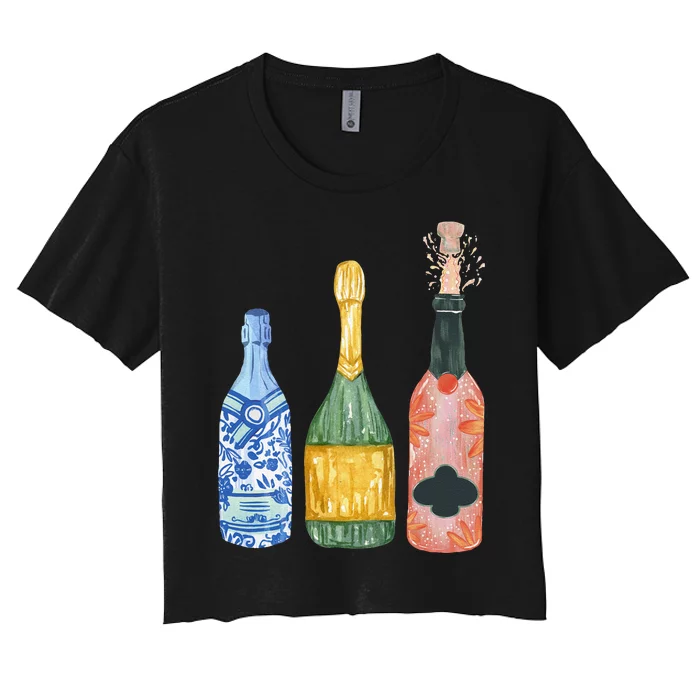 Pop The Champagne Champagne Bottles Gift Women's Crop Top Tee