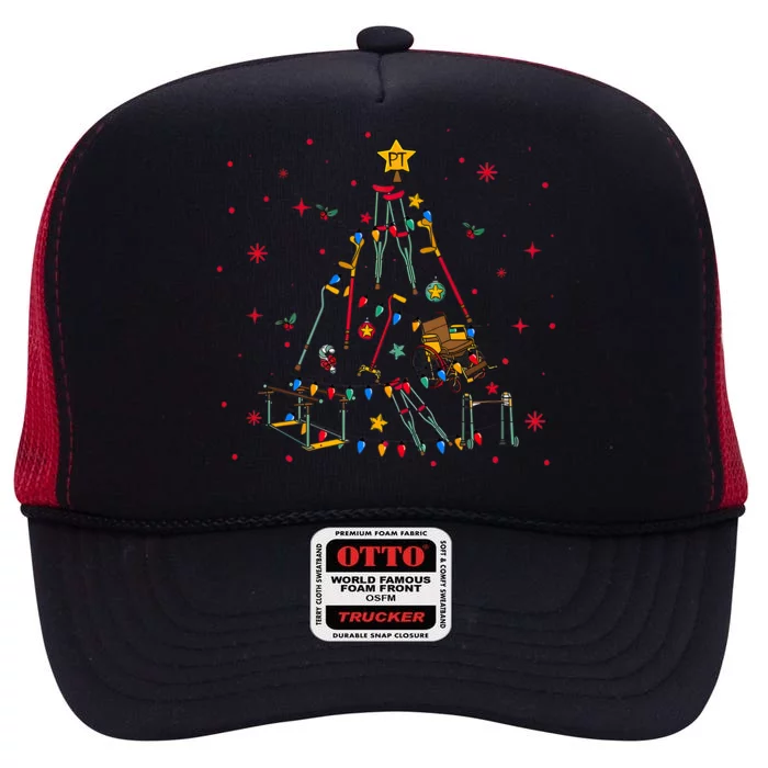 Physical Therapist Christmas Tree High Crown Mesh Trucker Hat