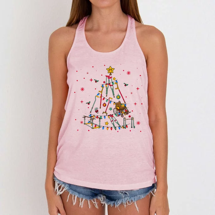 Physical Therapist Christmas Tree Women's Knotted Racerback Tank