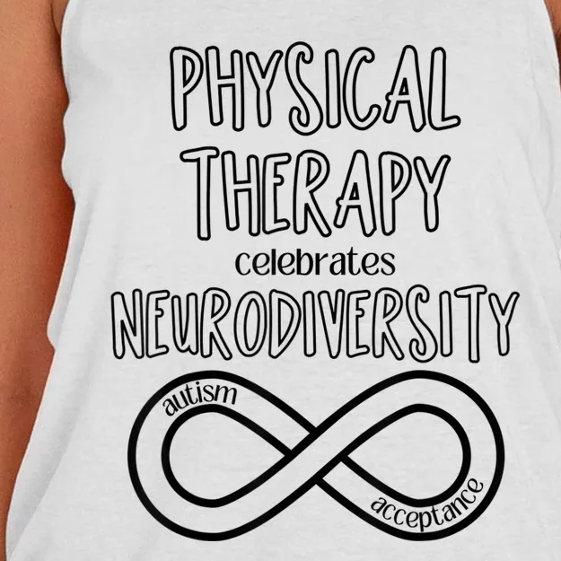 Physical Therapy Celebrates Neurodiversity Acceptance Autism Women's Knotted Racerback Tank