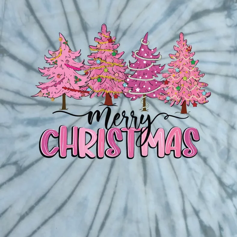 Pink Tree Christmas Tie-Dye T-Shirt